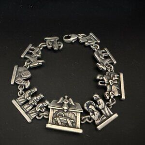 James Avery Sterling Noah’s Ark Bracelet Sculptural Panels 7.5" w/box JR1293